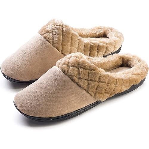 Roxoni Women's Velour Slippers Memory Foam Clog Quilted Faux Fur Collar Cheap Sale Websites