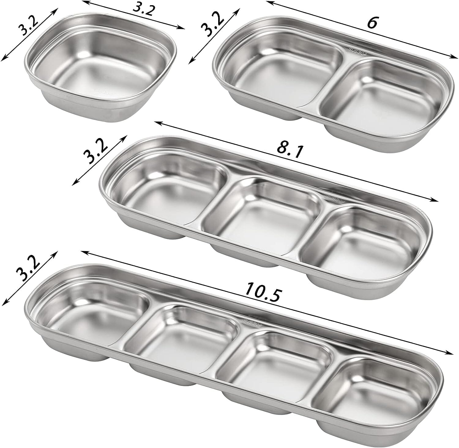 4-Piece Set: Stainless Steel Sauce Dish Discount Big Sale