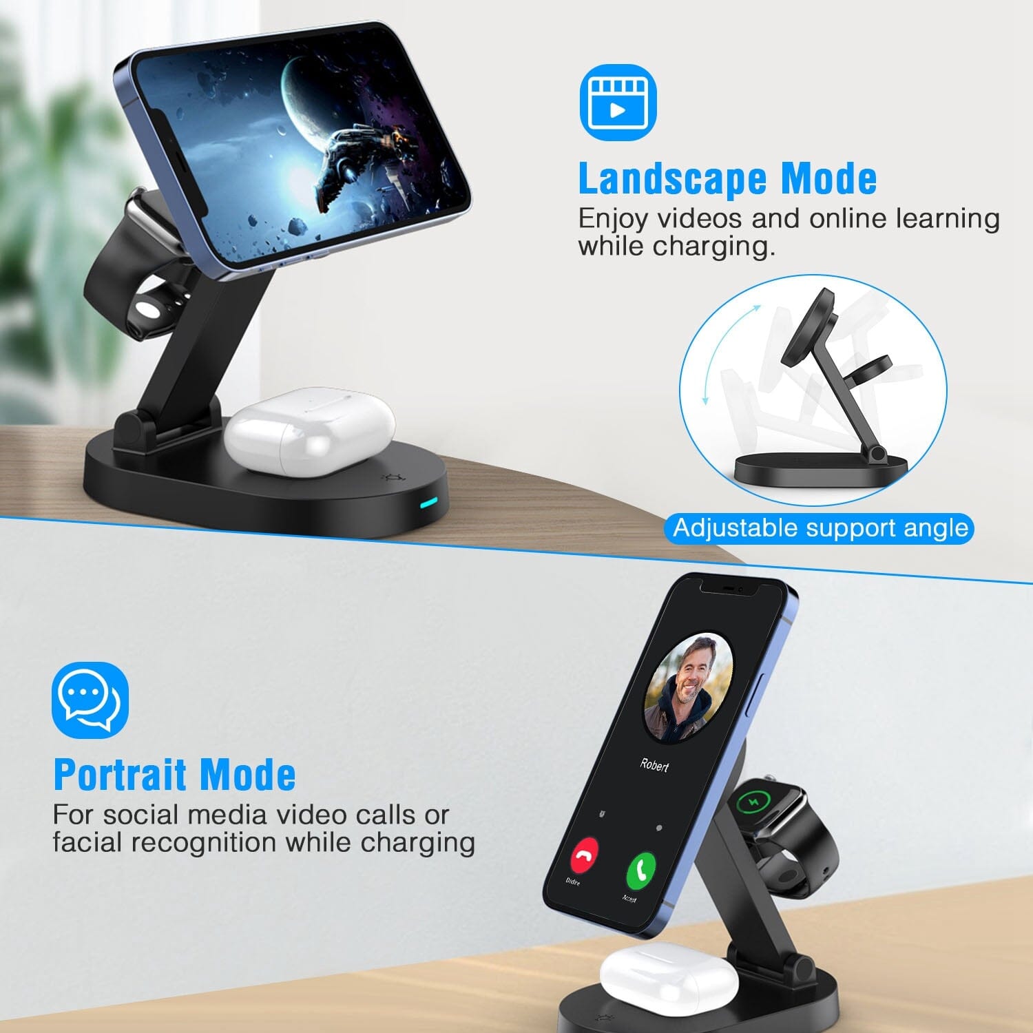 4-in-1 15W Foldable Magnetic Wireless Charging Station Cheap Sale Cheap