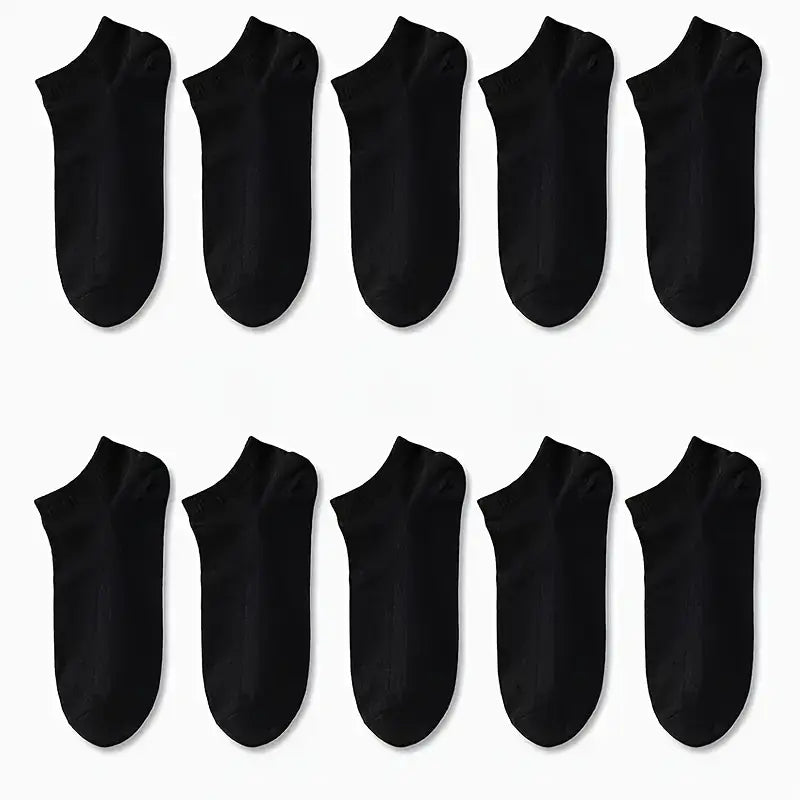 10-Pairs: Men's Solid Sport Low Cut Socks, Breathable Sweat-absorbing Comfy Soft Casual Simple Style Socks Discount Shop