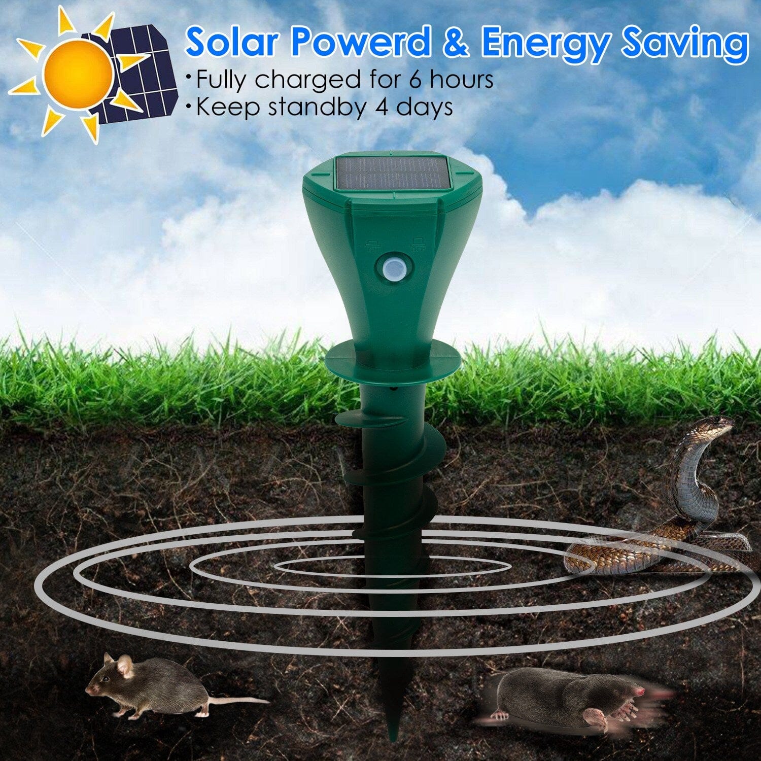 8-Pieces: Solar Powered Repellent Waterproof Solar Vibration Stake Best Wholesale