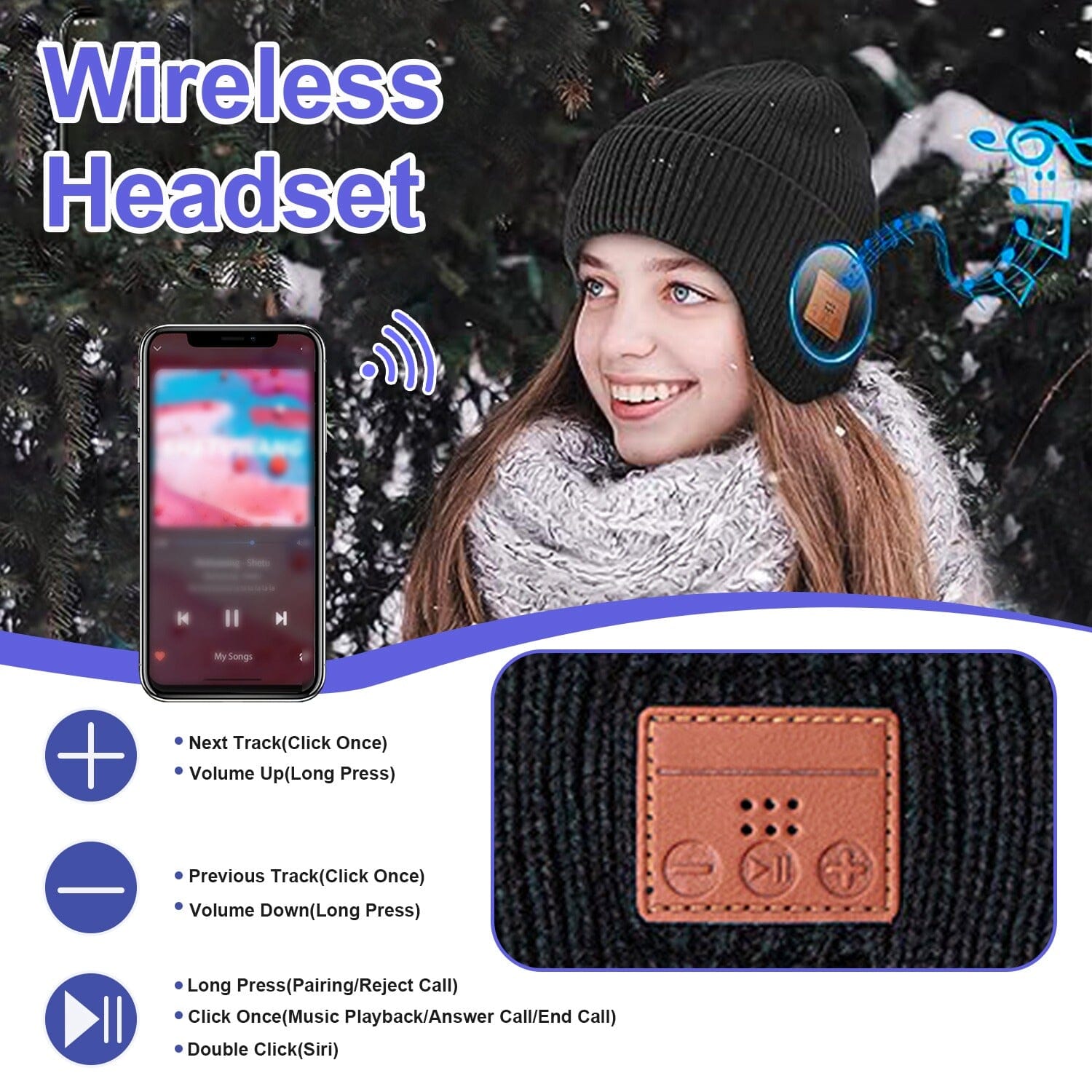 Wireless V5.0 Beanie Hat with Headphones USB Rechargeable Sale Recommend