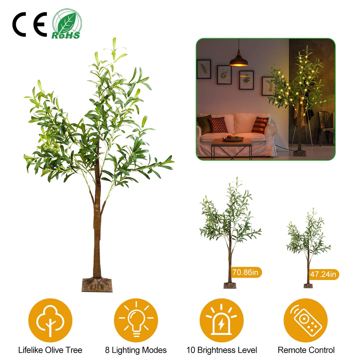 180-Pieces LED Beads Lighted Olive Tree with Warm Light with Remote 8 Lighting Modes 10 Adjustable Brightness Pay With Visa For Sale