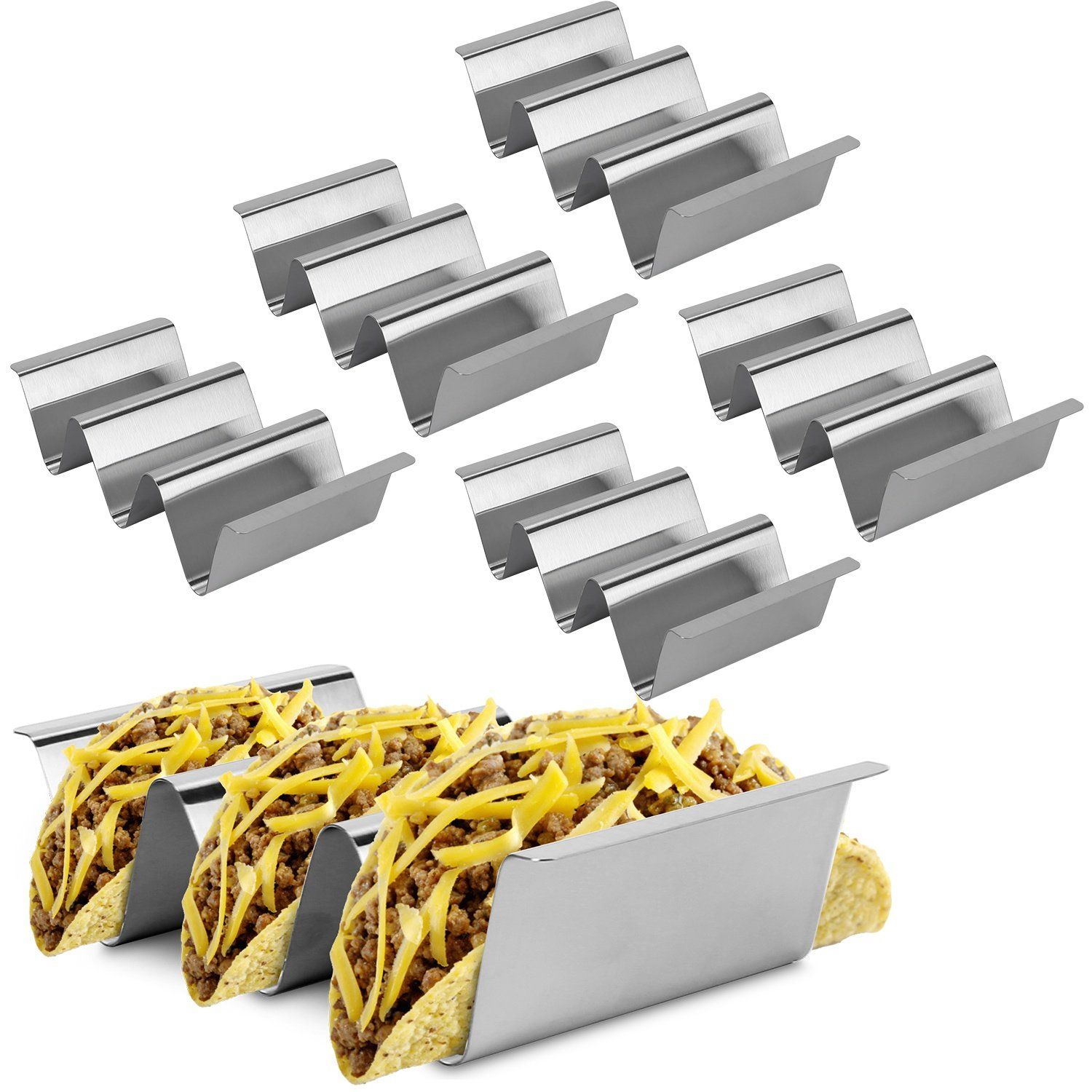 6-Piece: Stainless Steel Taco Holders Discount