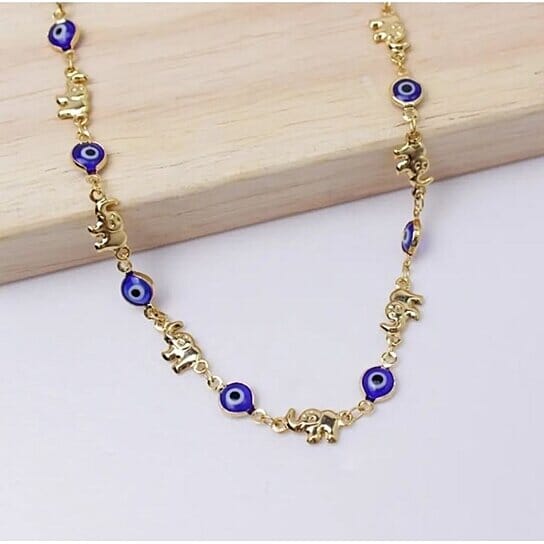 18k Gold Plated Elephant Blue Evil Eye Anklet Low Pice Fee Shipping Online