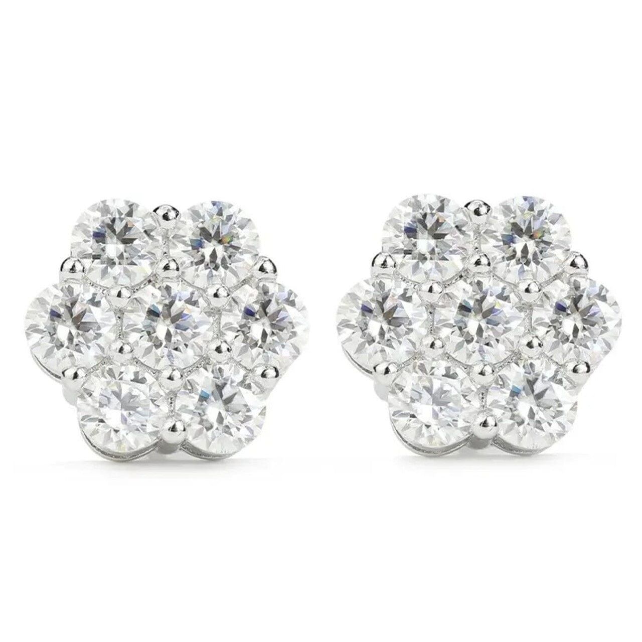 1/2CT T.W. CZ Sterling Silver Flower Cluster Stud Earrings Cheap The Cheapest