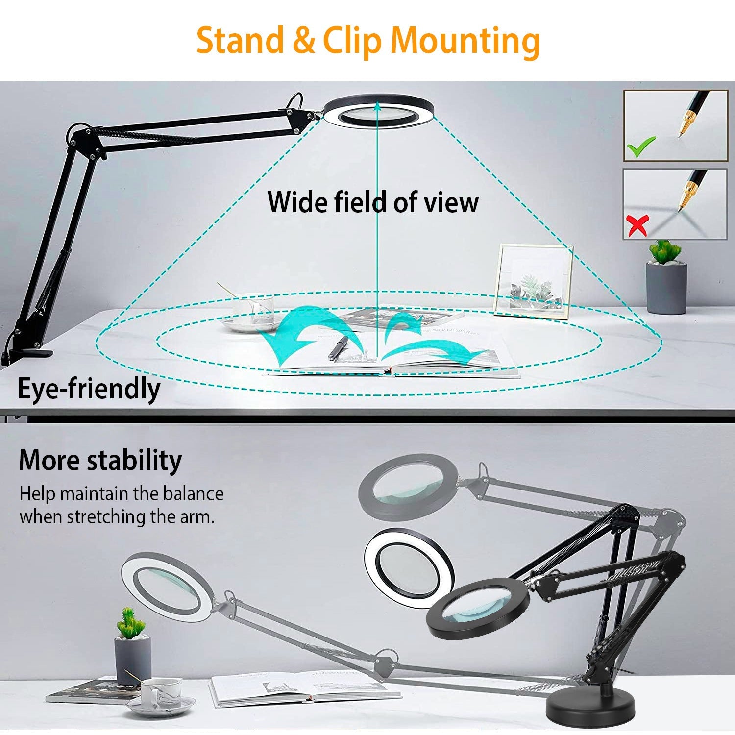 2-in-1 LED Magnifier Desk Lamp with 8x Magnifying Glass From China