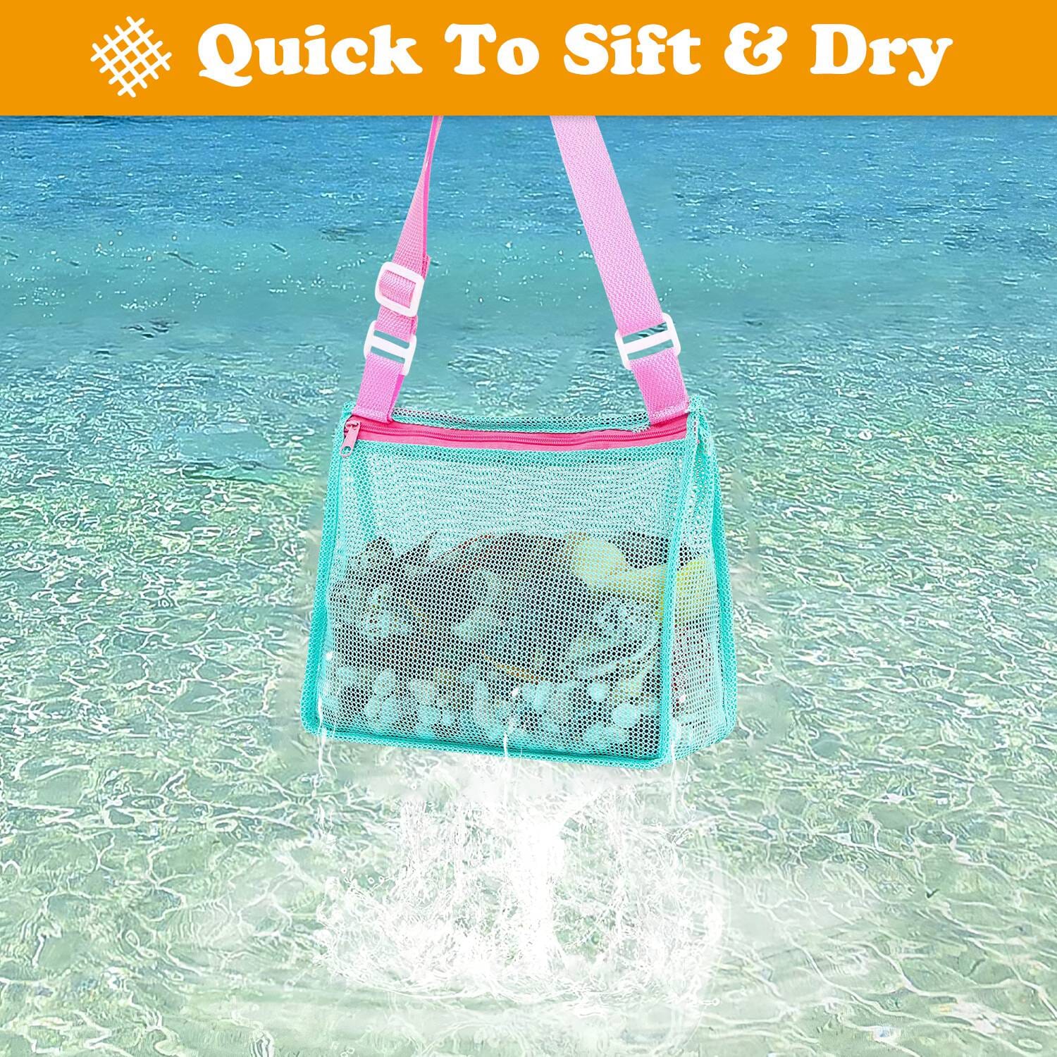 3-Pieces: Beach Mesh Bags Seashell Sand Tote Bag Cheapest Pice For Sale