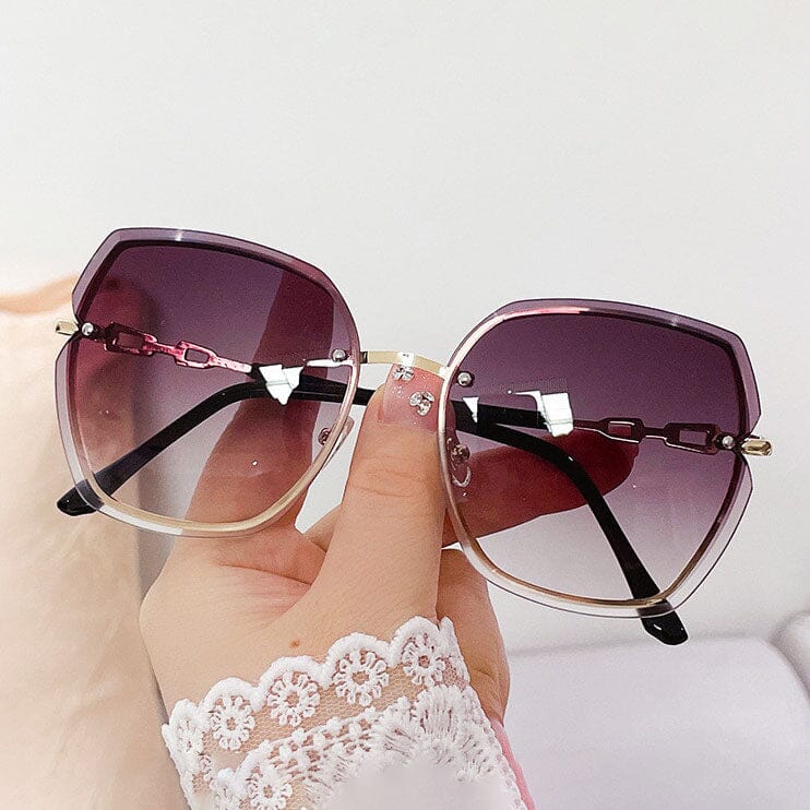 Metal Trimming Oversized Rhinestones Gradient Sun Glasses Cheap Online Store Manchester