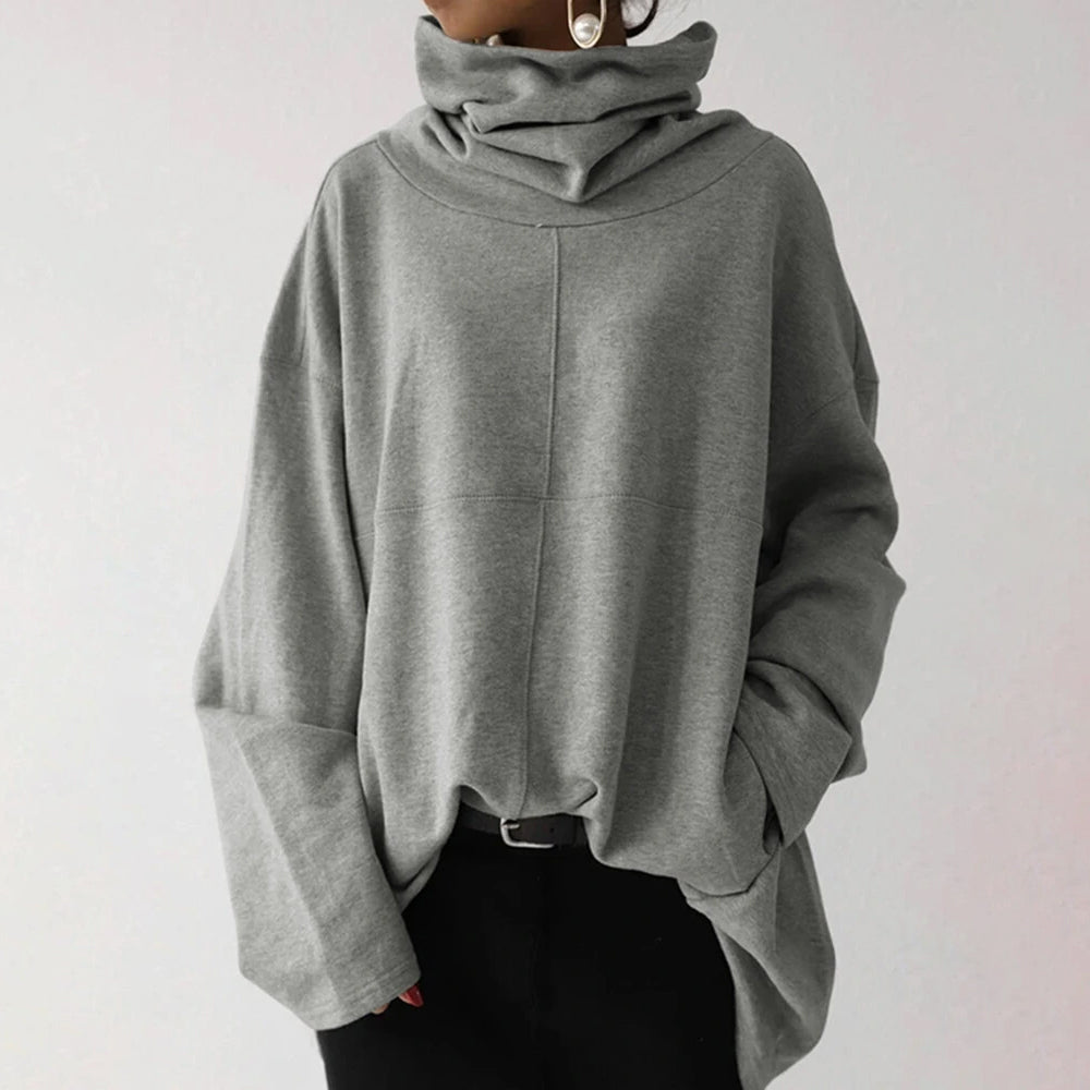 Women's Turtleneck Wide Sleeves Solid Loose Pullover Sweatshirt Online Online Free Shipping