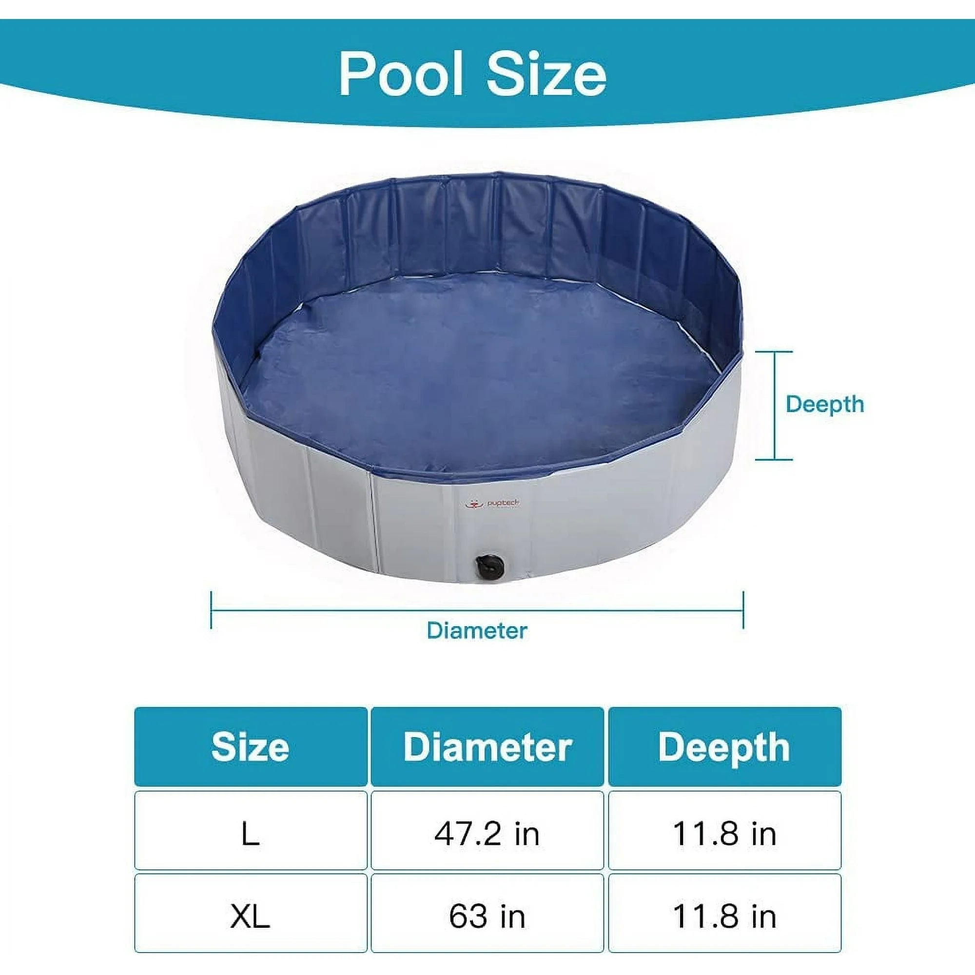 PUPTECK Foldable Dog Swimming Pool - Portable Pet Bathing Tub Leakproof (Gray) Manchester Cheap Pice