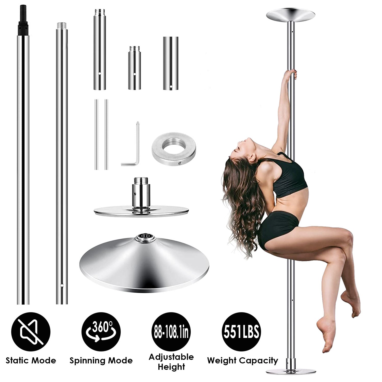 Stripper Dance Pole 45mm Spinning Static Dancing Pole Sale Big Discount