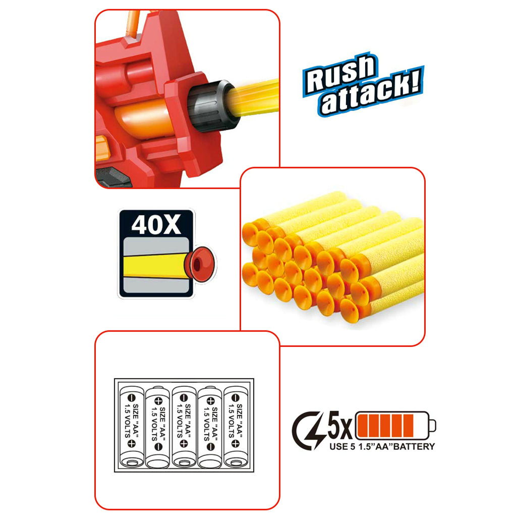 Motorized Fire Blasting Rush Attack Spinning Barrel Dart Gun Manchester