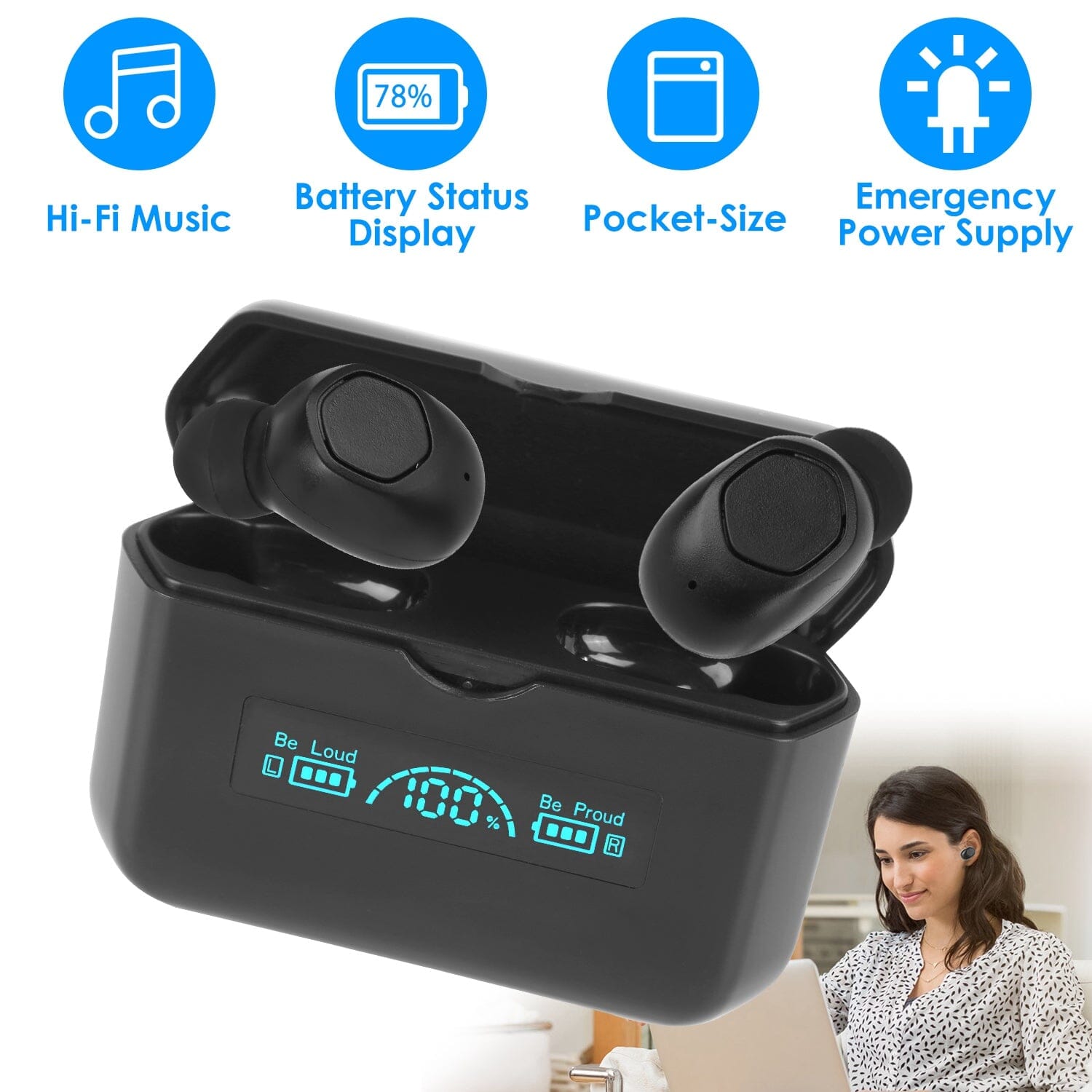 5.1 TWS Wireless Earphone with Charging Case IPX4 Waterproof Power Bank For Sale Free Shipping