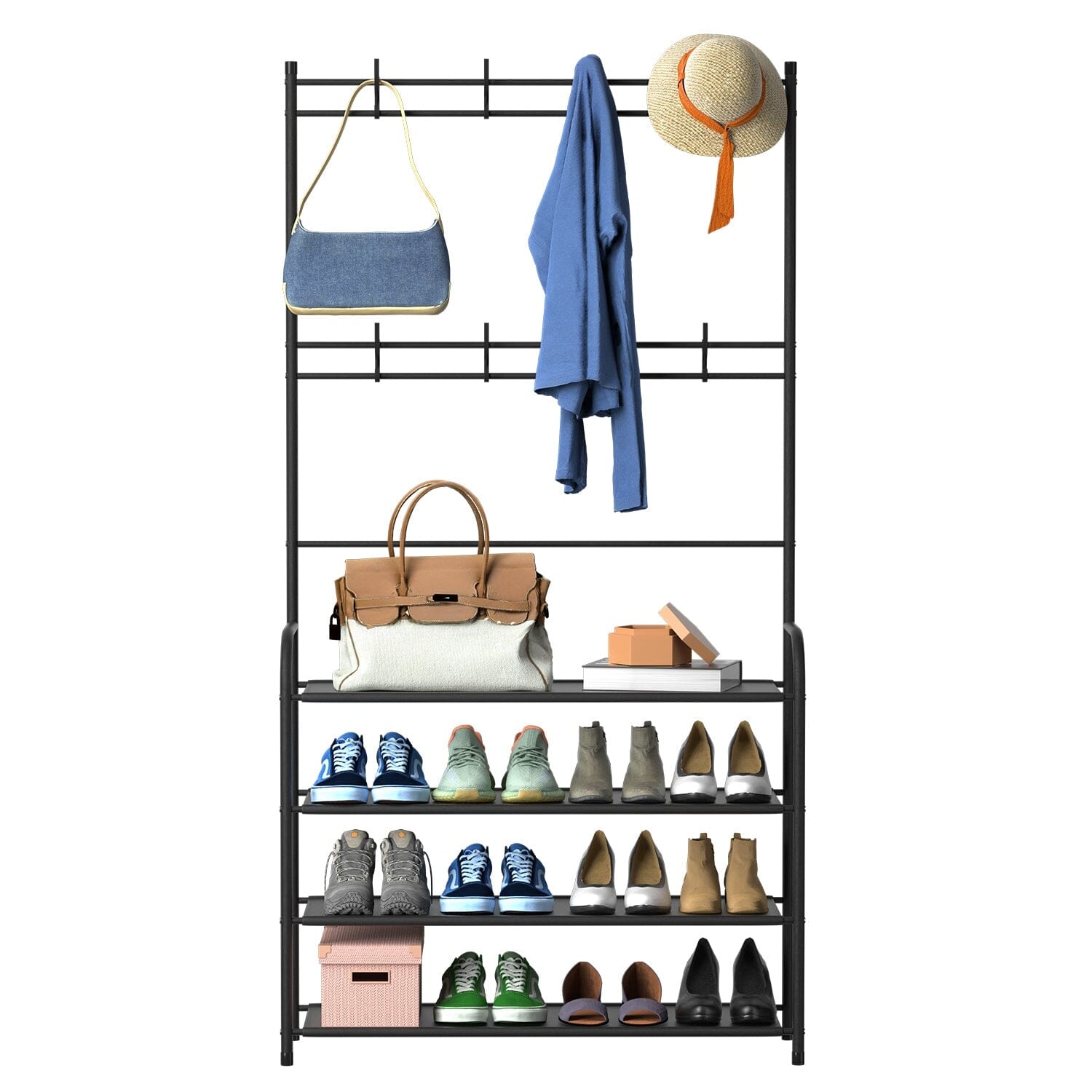 Entryway Coat Hat Rack Shoe Storage Shelf Sale New