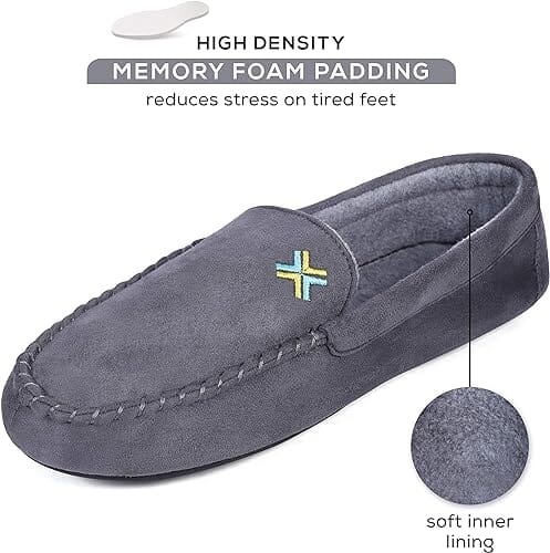 Roxoni Men Slippers, Suede Moccasin Slipper with Memory Foam Outlet Shop