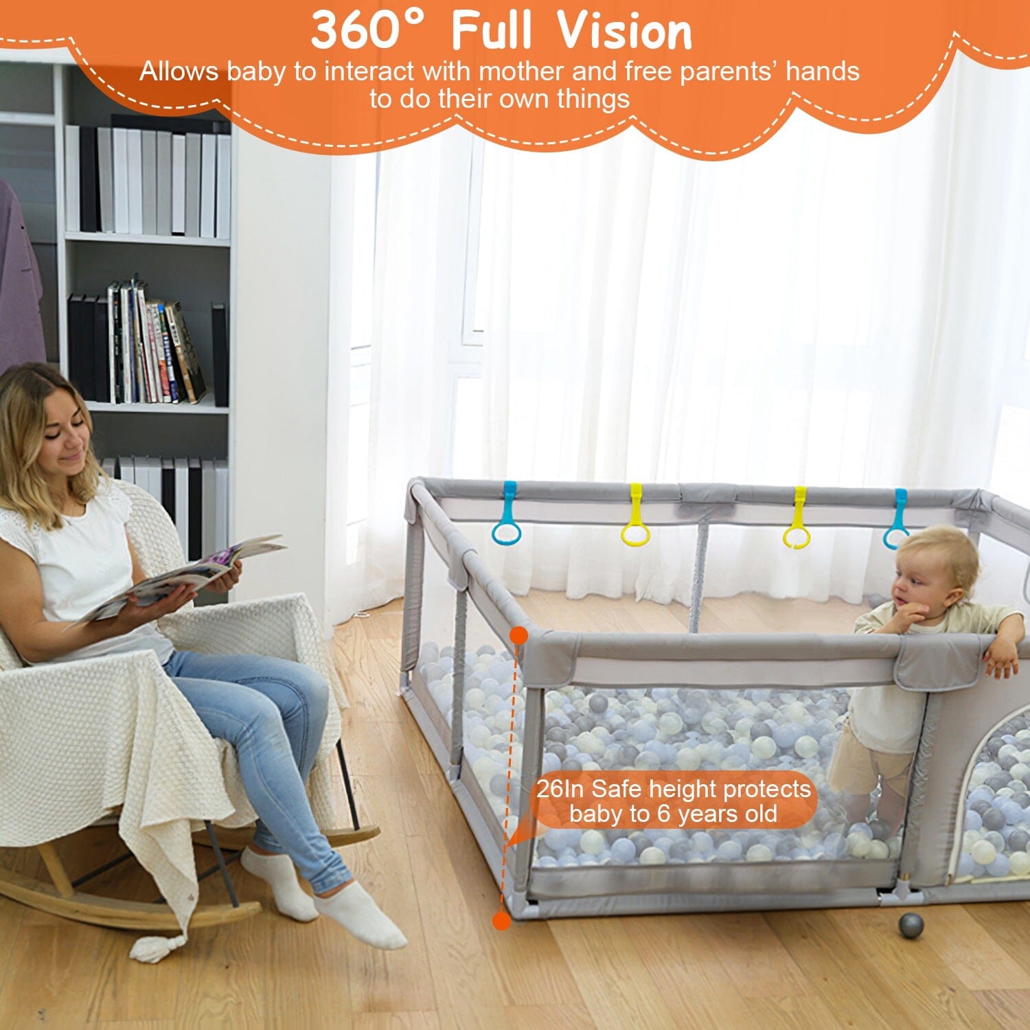 Baby Playpen with Anti-Suction Base Zipper Door Buy Cheap Pay With Paypal