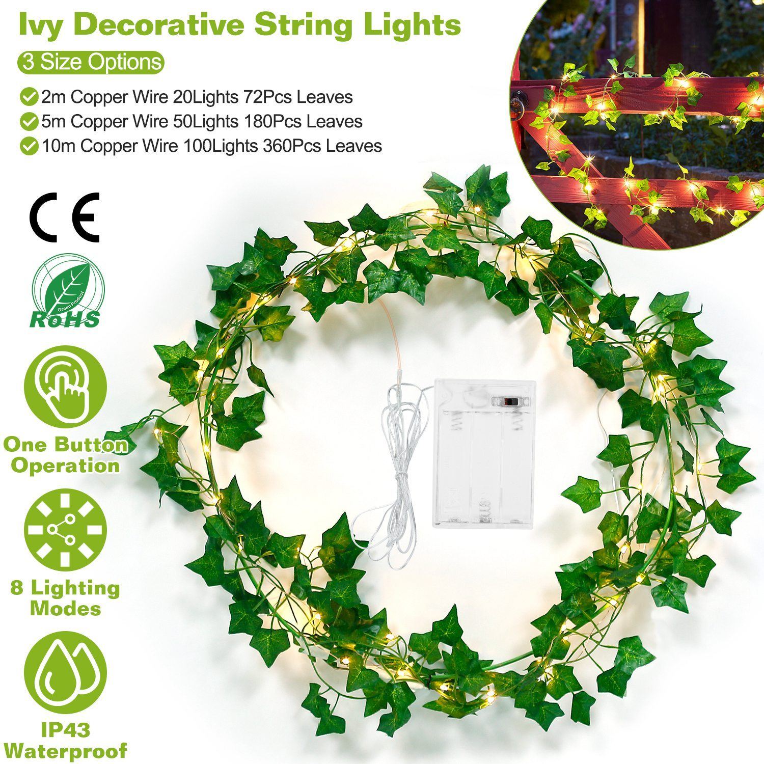 Artificial Ivy Leaves String Lights Outlet New