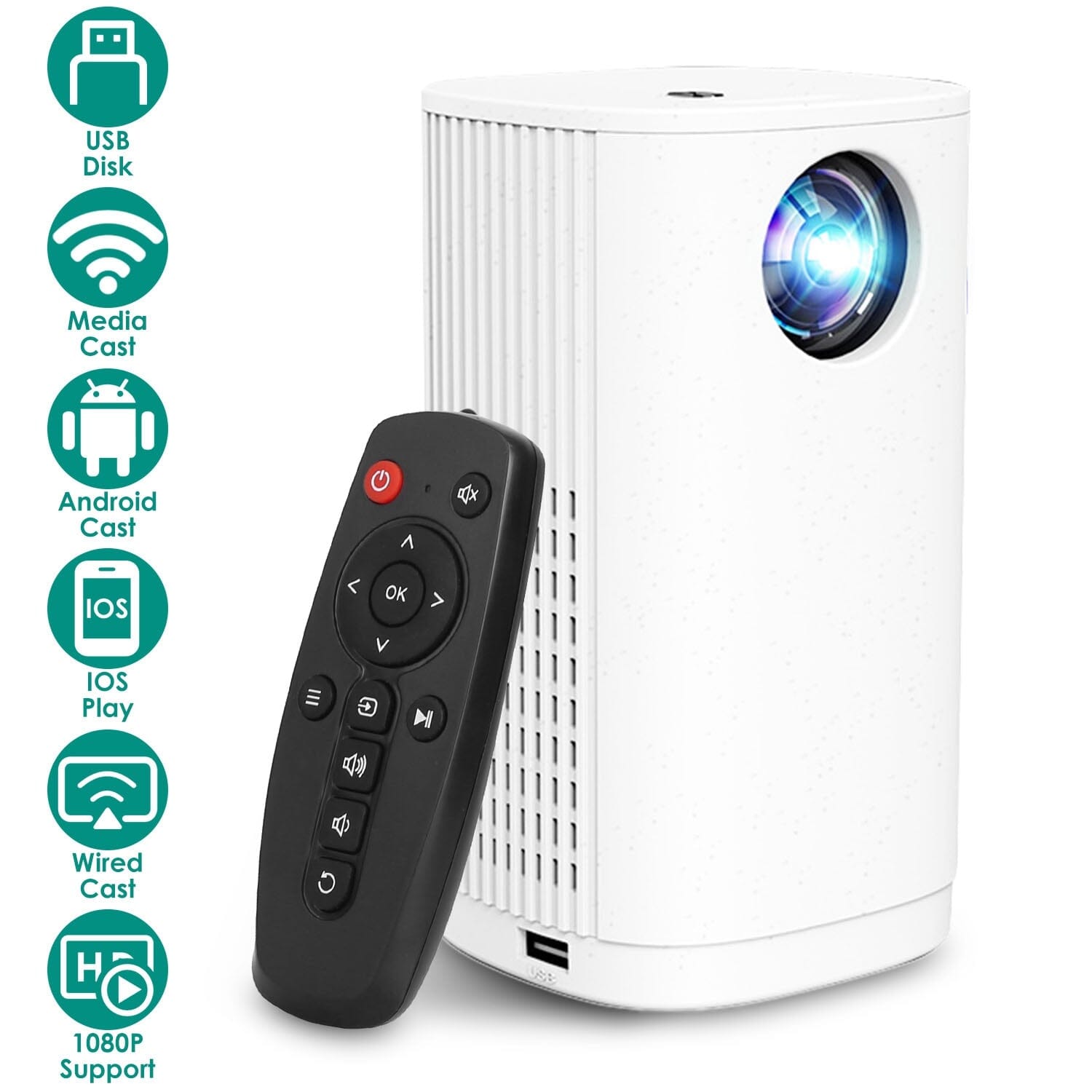 WiFi 1080P Projector Phone Projector Home Movie Projector Compatible with IOS Android iPads U Disk Buy