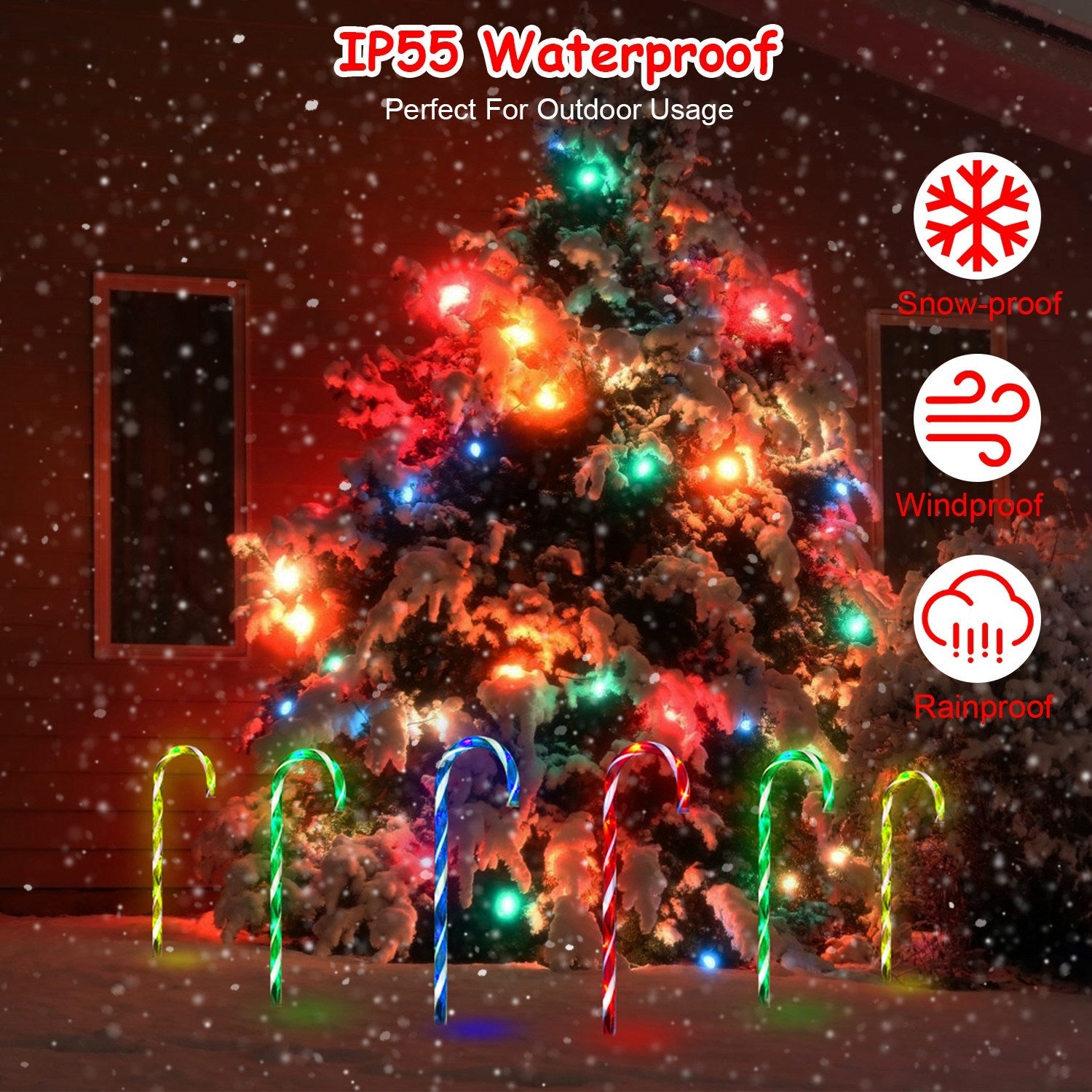 Solar Christmas Candy Cane Light IP55 Waterproof Stake Light Cheap Countdown Package