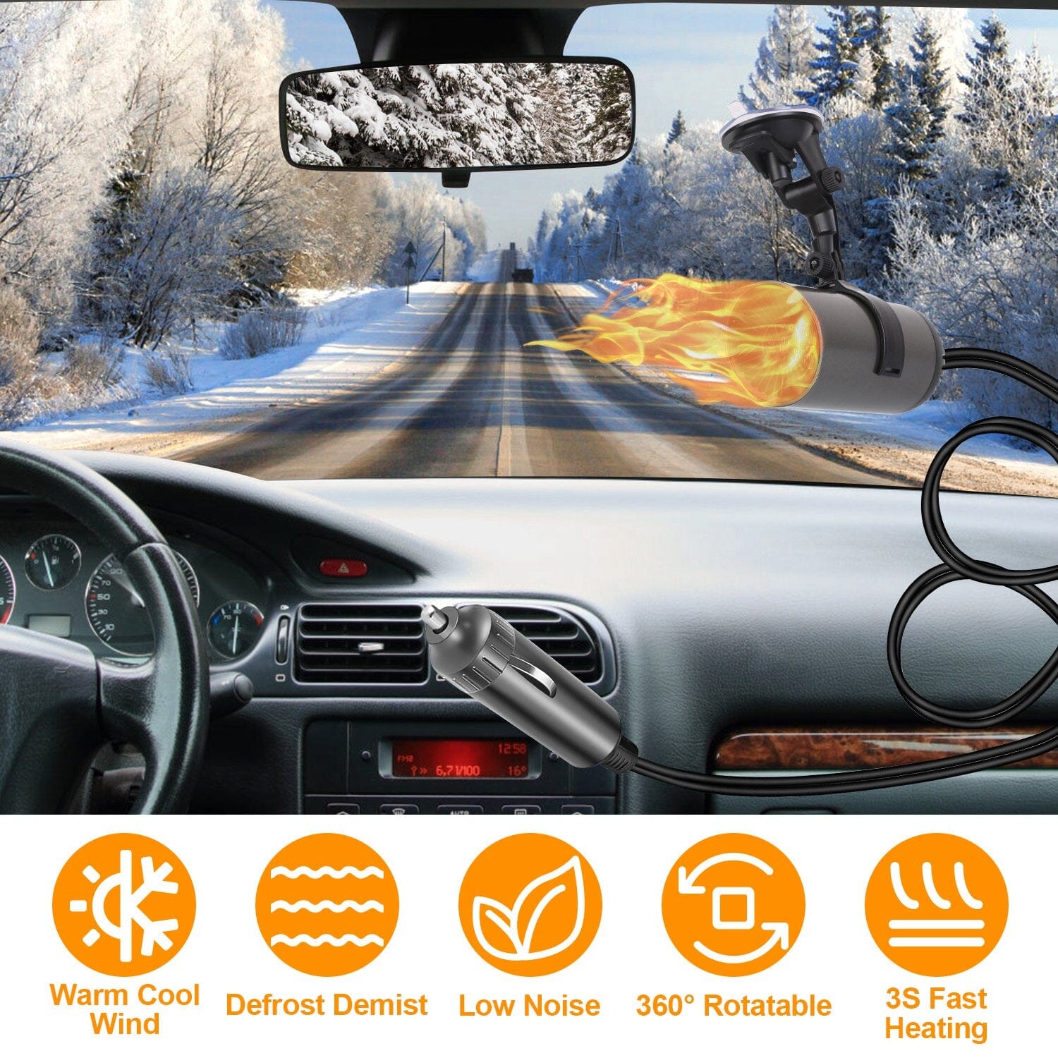 150W Portable Car Heater 2-in-1 Heating Cooling Fan Rotatable Demister Defroster Looking For Cheap Pice