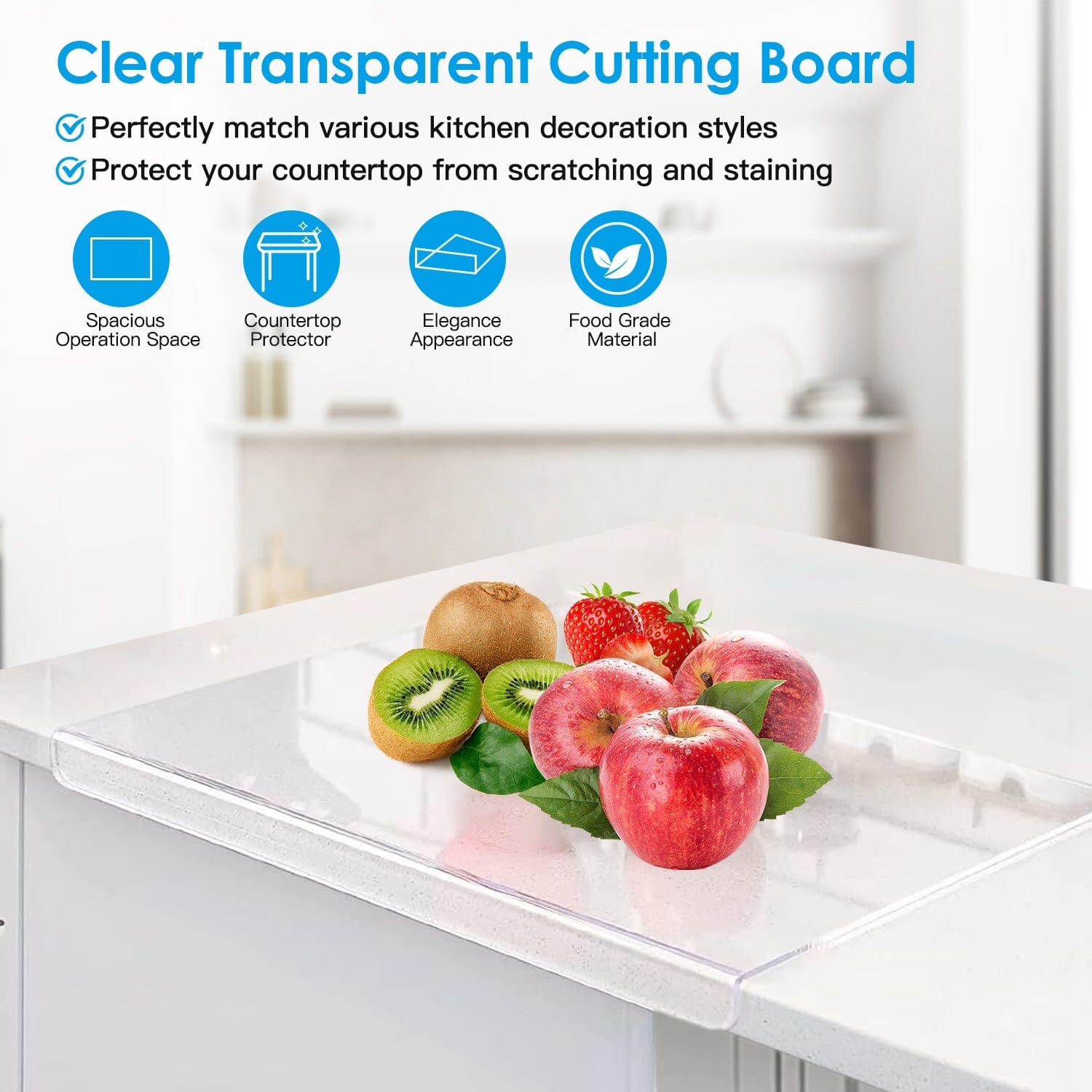 2-Pack: Non-Slip Transparent Countertop Cutting Board Kitchen Countertop Protector Visit New Sale Online