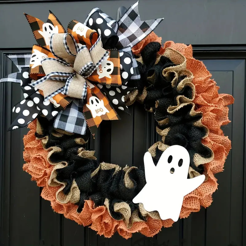 Ghost Halloween Wreath Front Door Décor Manchester