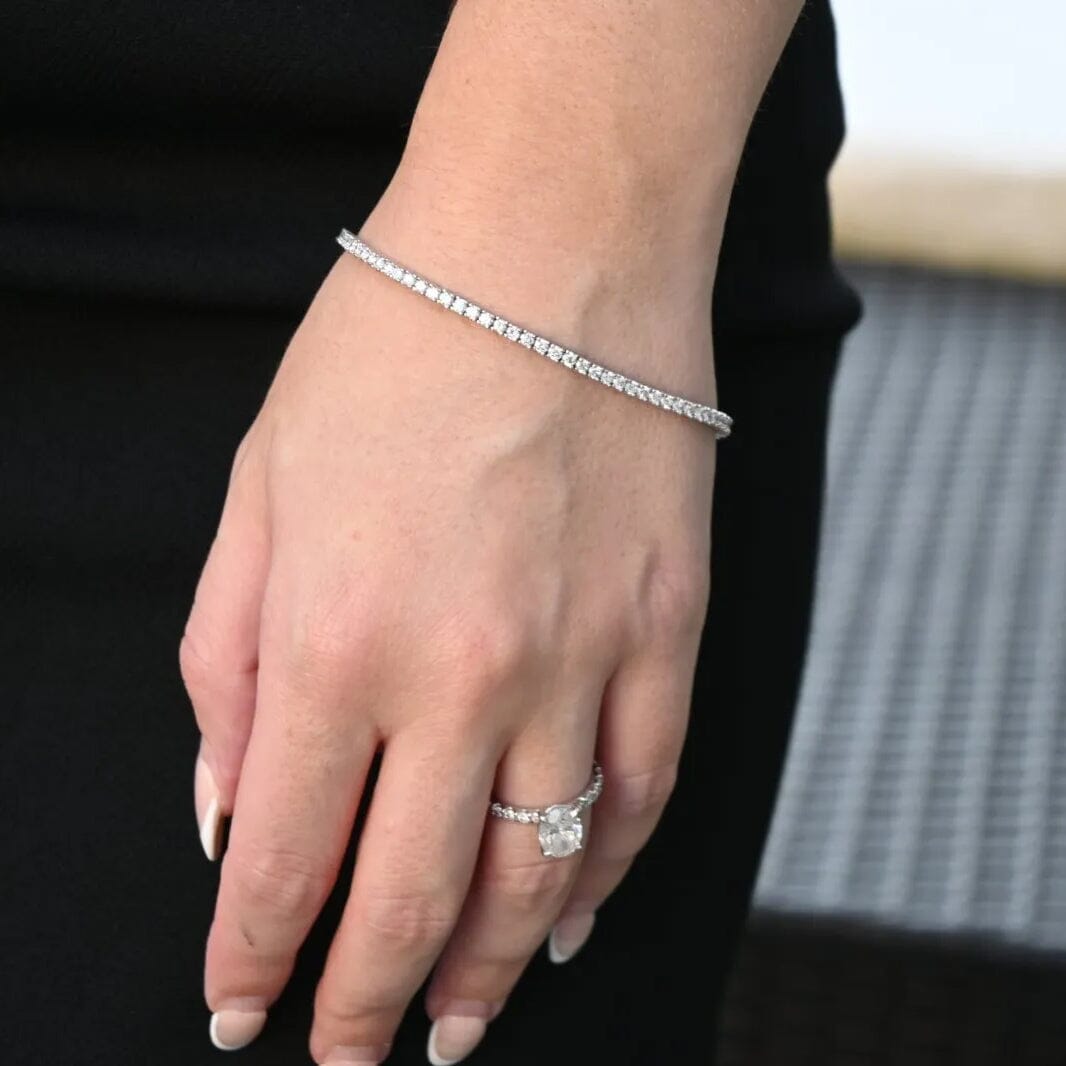 2 Ct TW Round-Cut Natural Diamond Tennis Bracelet 14K Gold 7 Women's Discount Collections