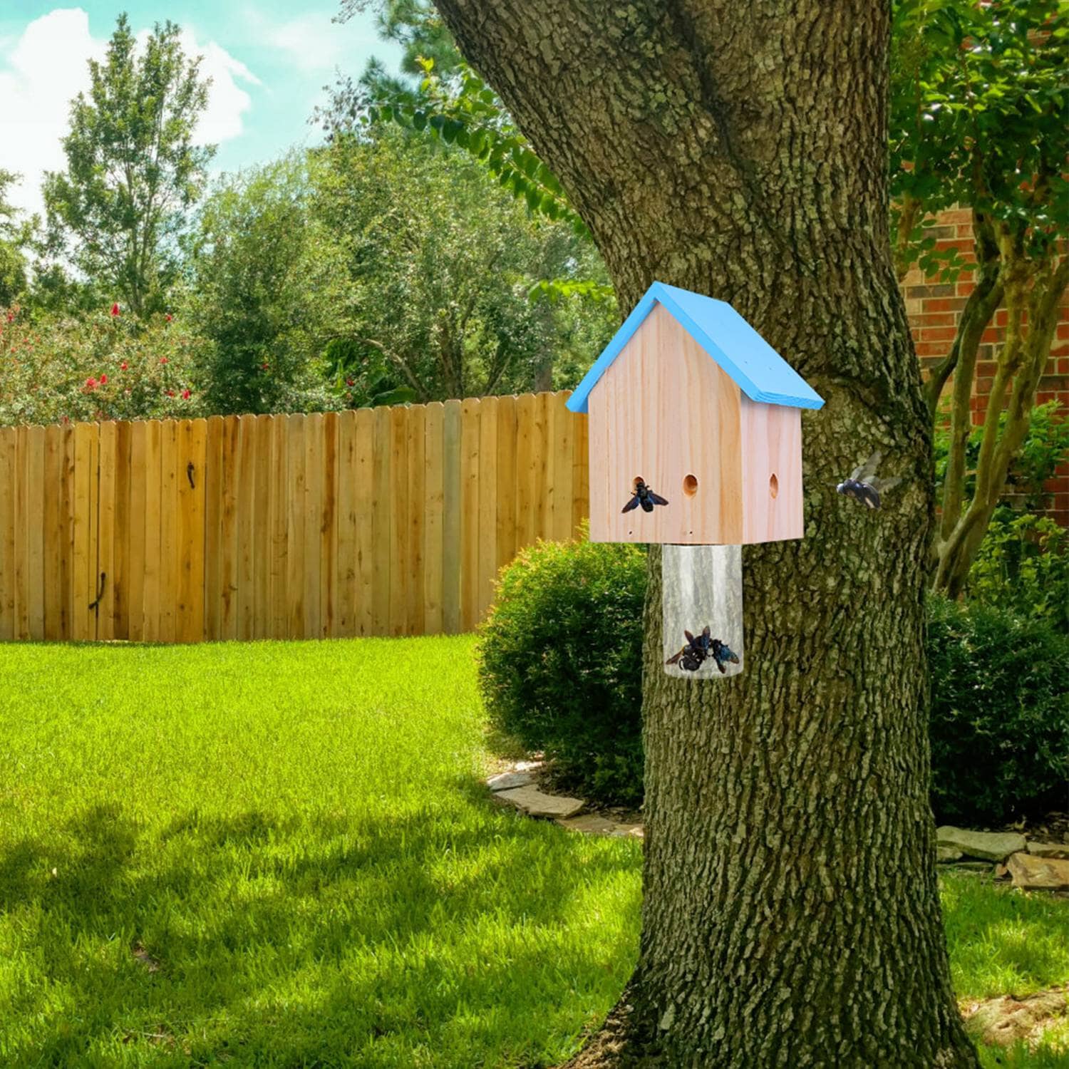 Wood Carpenter Bee Trap Outdoor Natural Pine Wood Comfortable Cheap Online