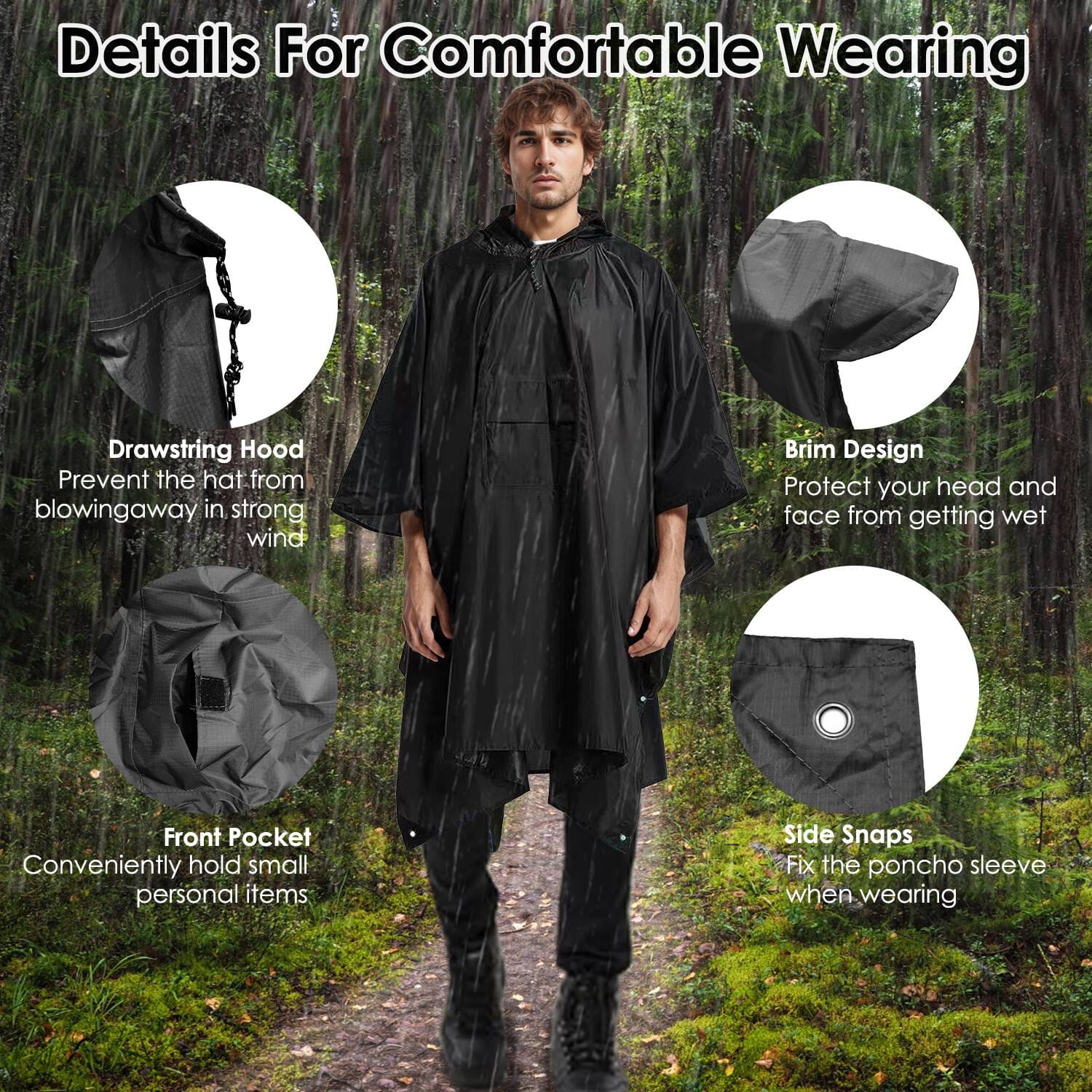 Unisex Hooded Rain Poncho with Pocket Cheapest Pice Online