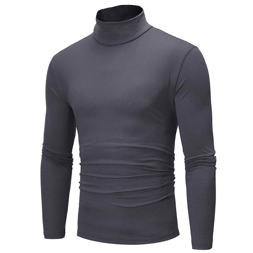 Men's Pure Color T-Shirt Thermal Mock Turtleneck Long Sleeve Tops Best Pices Online