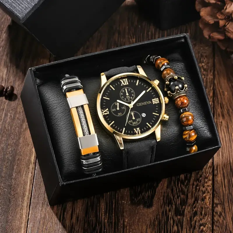 3-Piece Set: Men's Casual Analog Watches Latest