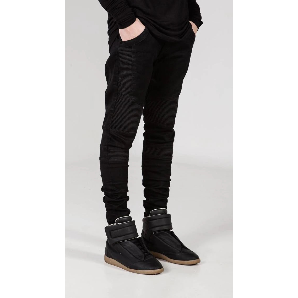 Men's Comfy Stretch Ripped Distressed Biker Jeans Pants Rock Revival Outlet Collections