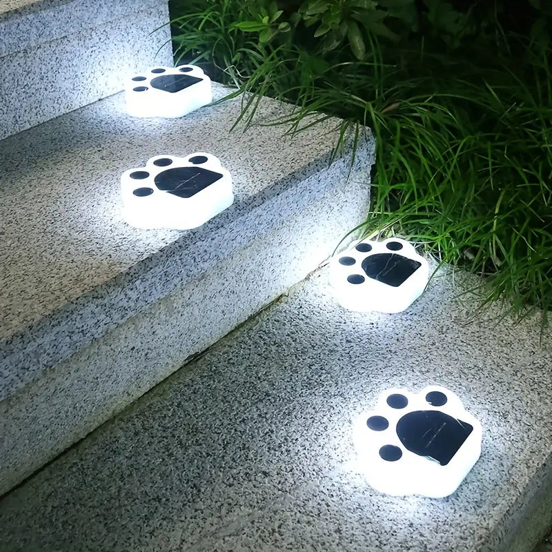 4-Pieces: Cute Paw-Shaped Solar Lawn Lights Factory Outlet For Sale