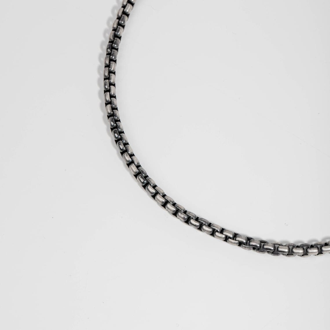 925 Sterling Silver Oxidized 3mm Italian Round Box Chain Necklace Italian Made Inexpensive