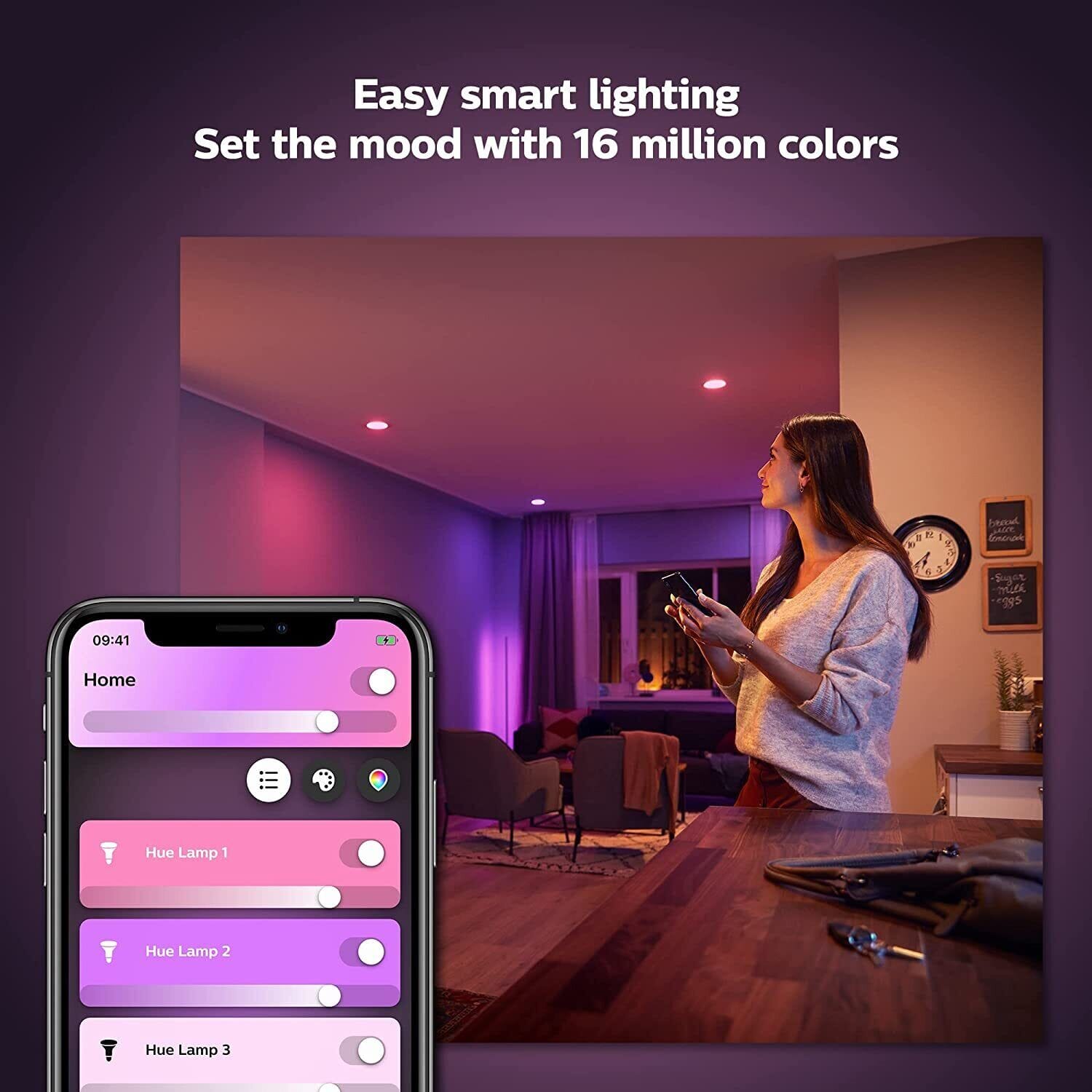 Philips Hue White and Color Ambiance Extra Bright High Lumen Dimmable 4 LED Outlet 2025