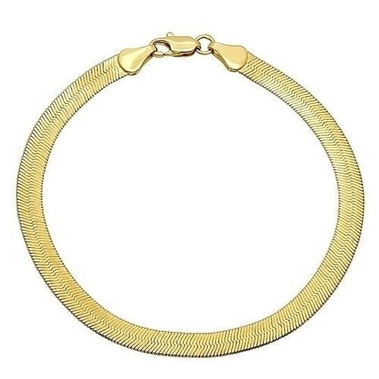 Real Gold Filled High Polish Finsh Magic/snake Chain Bracelet Flat Herringbone Clearance Sast