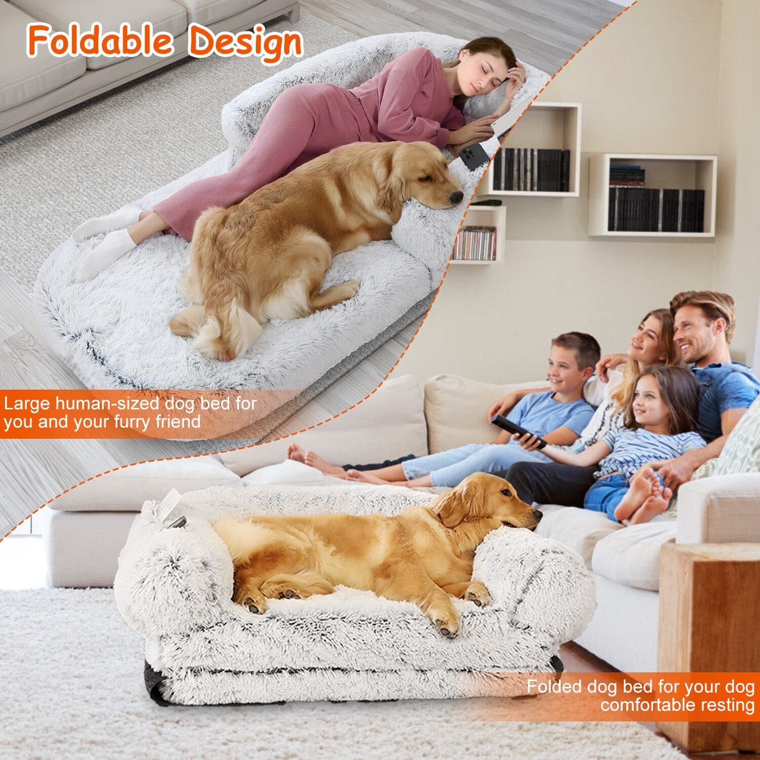 Napping Human-Sized Dog Bed Machine Washable Zipped Removable Cover Cheap Sale Many Kinds Of