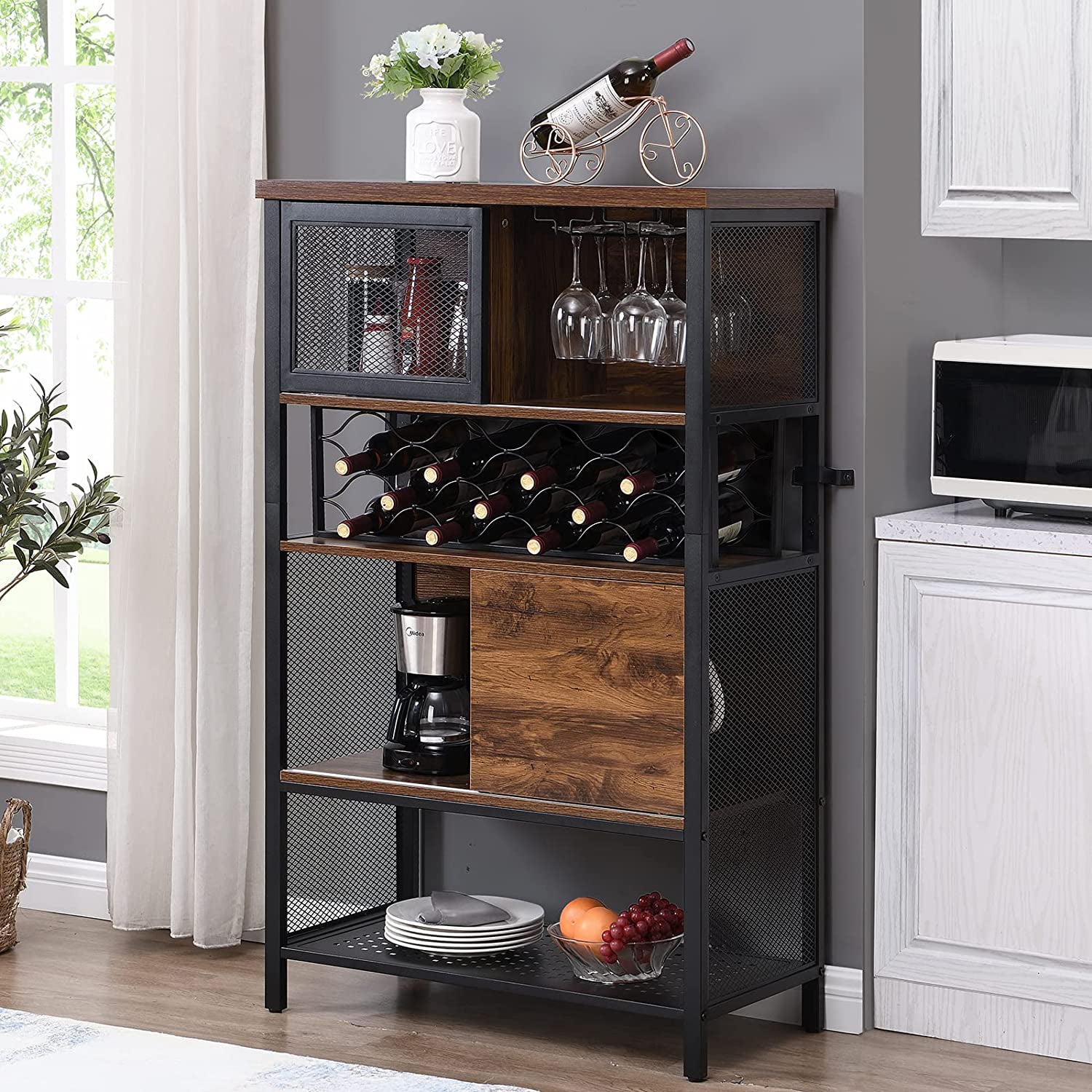 Wine Bar Cabinet for Liquor and Glasses Cheap Best Sale