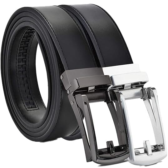 2-Pack: Carlo Fellini Mens Genuine Leather Ratchet Dress Belt with Slide Buckle Best Pices