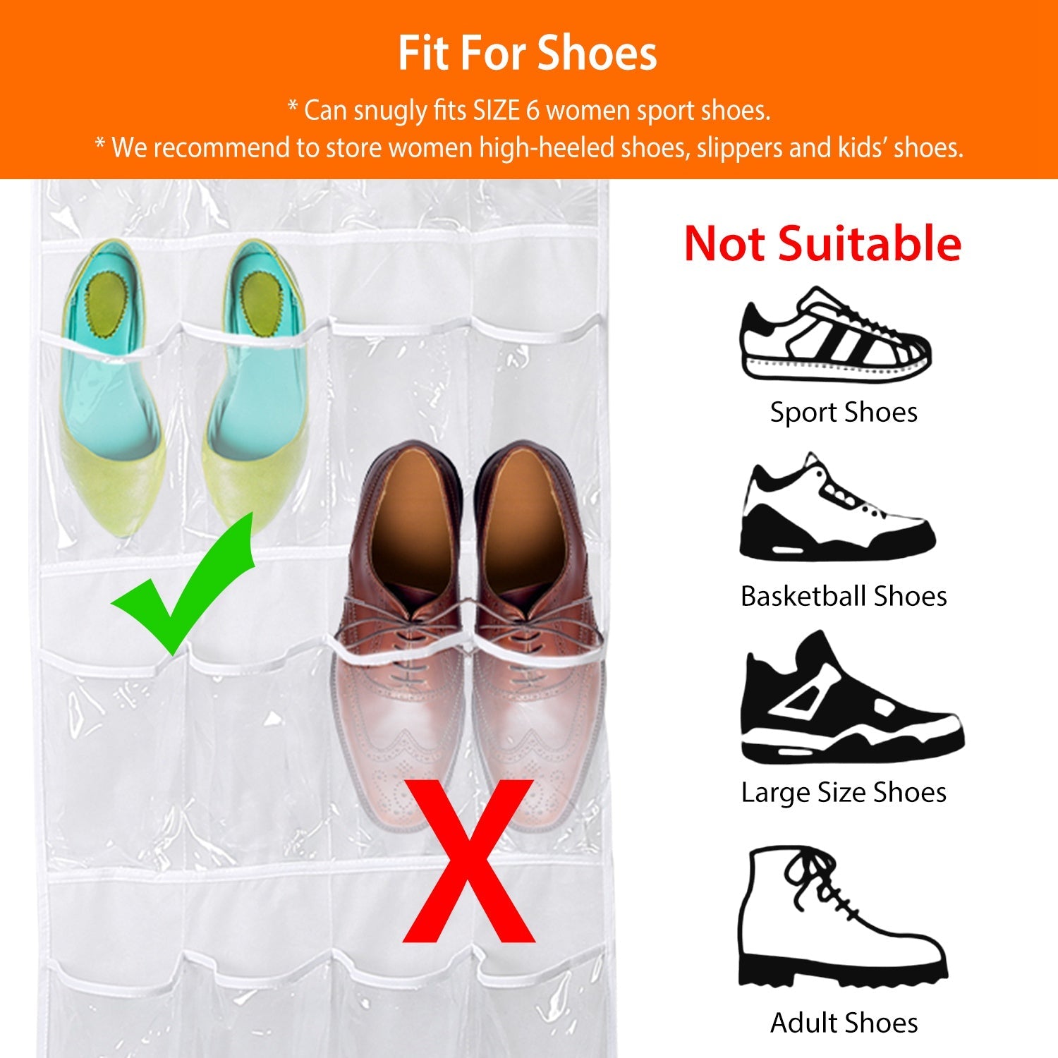 24-Pocket: Over the Door Shoes Rack Crystal Clear Organizer Top Quality Sale Online