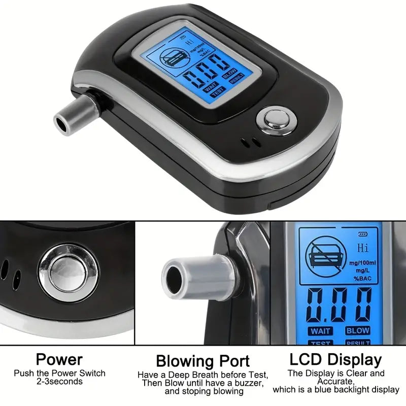 Police-Grade Breathalyzer with LCD Display - AT6000 Alcohol Tester Visit For Sale