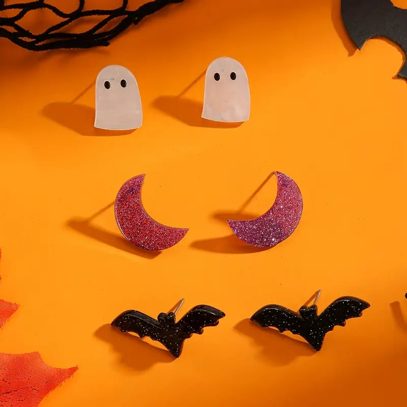 3-Pairs: Retro Halloween Earrings Inexpensive