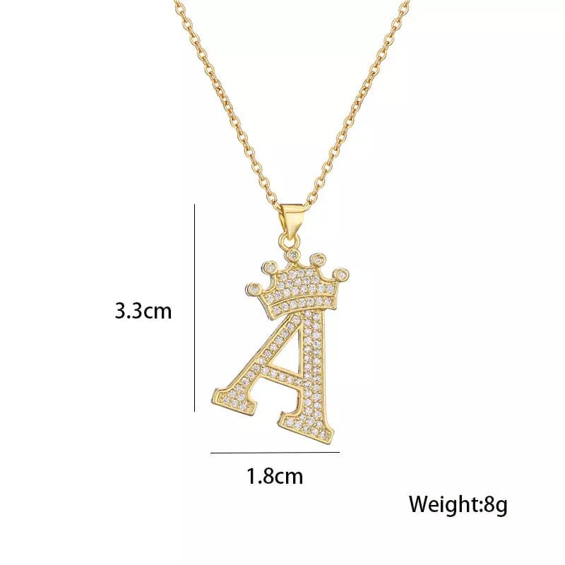 Stainless Steel Gold Overlay Hip Hop Crown A-Z Letters Necklace for Men and Women Outlet Buy