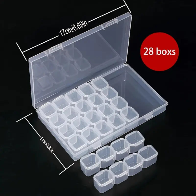 Small 28 Grids Diamond Box Clear Plastic Jewelry Craft Storage Container Sale Classic