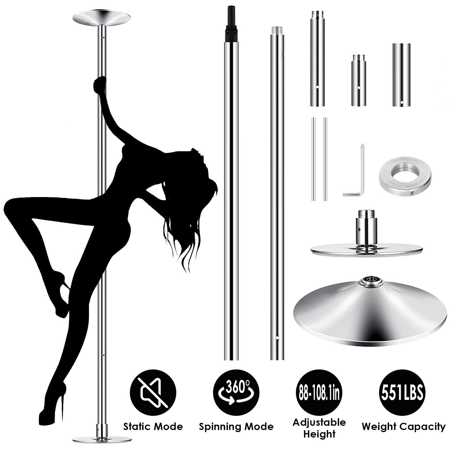 Stripper Dance Pole 45mm Spinning Static Dancing Pole Sale Big Discount