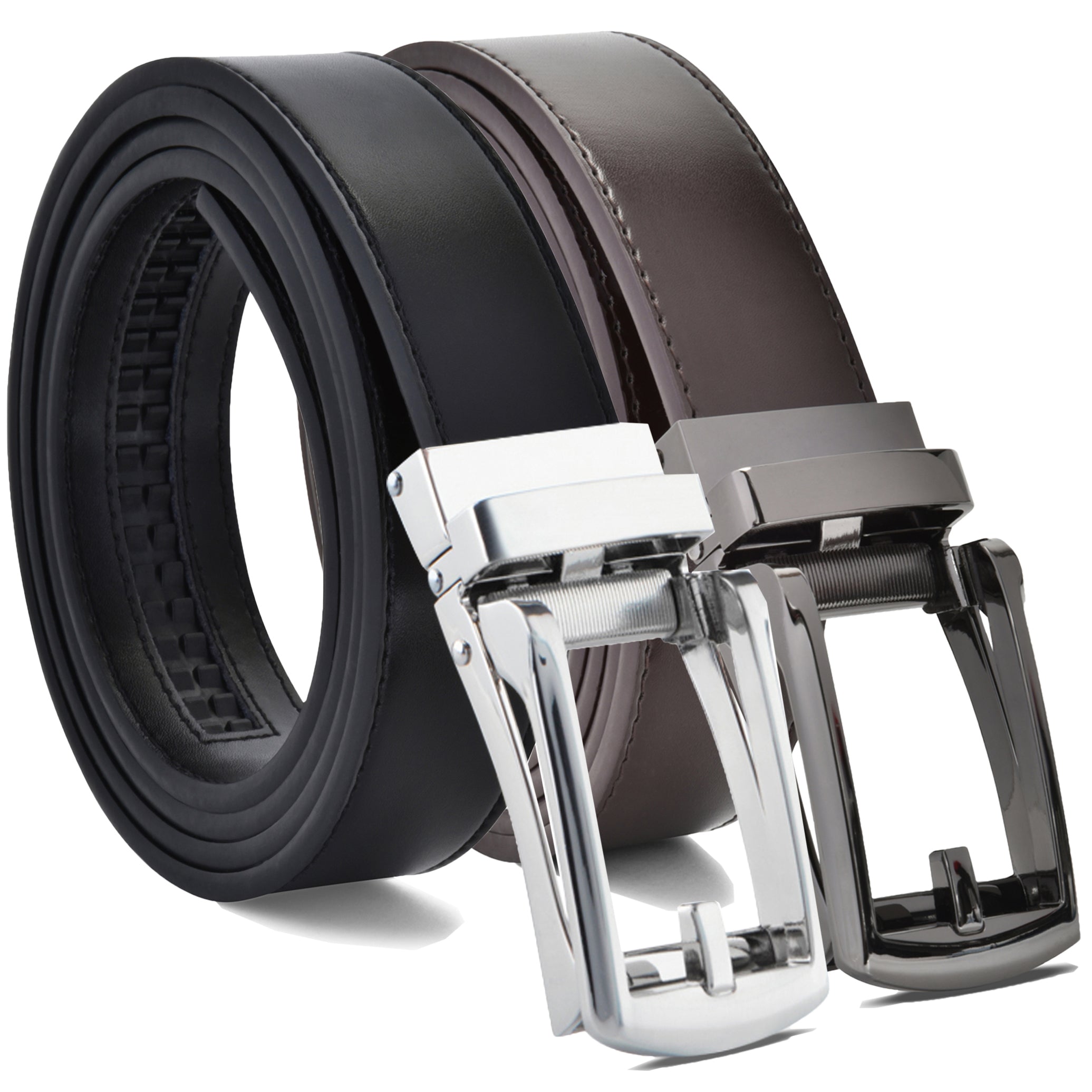 2-Pack: Carlo Fellini Men's Ratchet Belt Genuine Leather Belt Sale Cheapest Pice