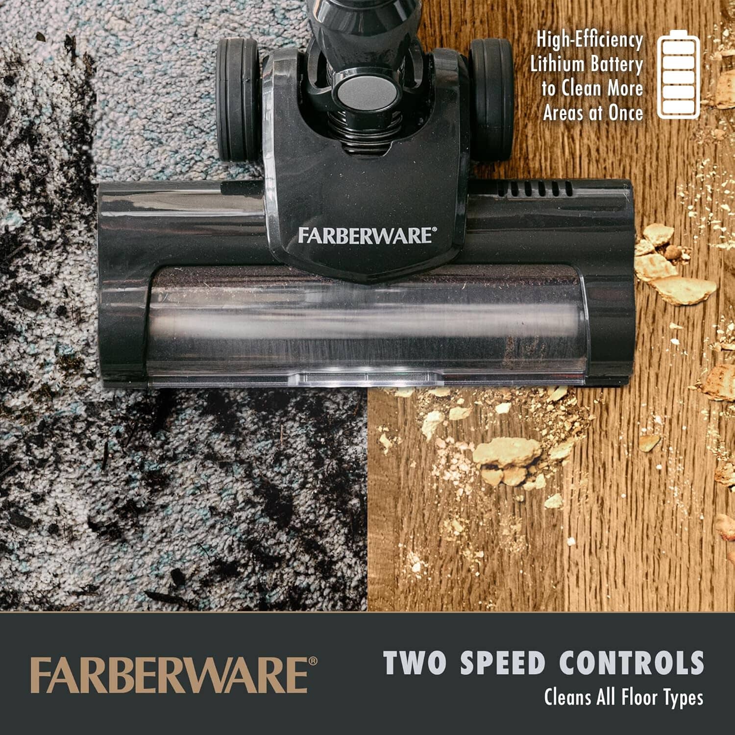 Farberware Cordless Pro Stick Vacuum Cleaner, Powerful Suction with 2 Speeds for Carpet and Hard Floors, Converts to Handheld Vacuum Clearance Latest