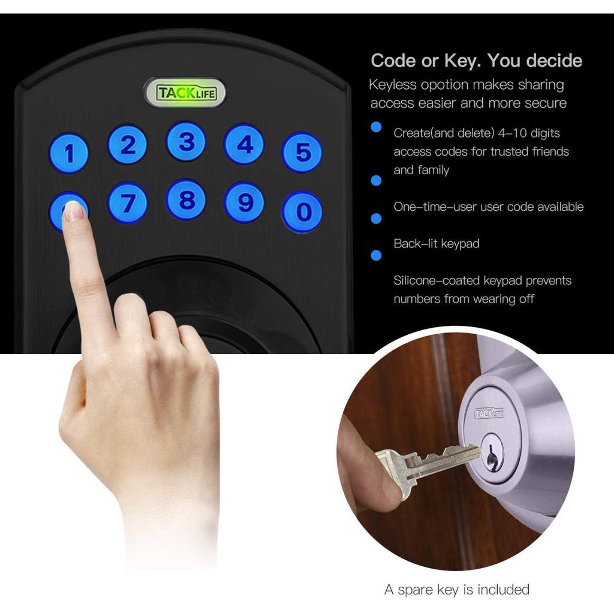 TACKLIFE Keypad Electronic Deadbolt Door Lock, Keyless Entry Door Lock With 1-Touch Motorized Auto-Locking Discount Choice