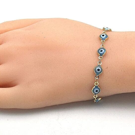 8 Gold Filled Evil Eye Light Blue Bracelet Good Selling Sale Online